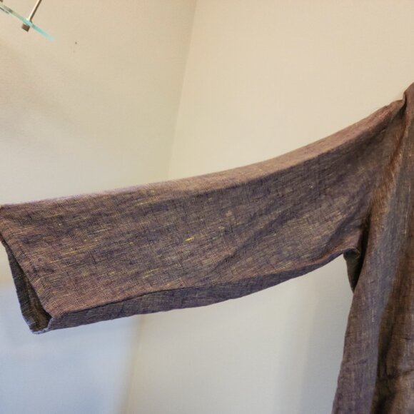 FLAX 100% Linen 1x Ruby Fruit Color Cross Weave Jacket Long Sleeves NWT Comfort - Picture 7 of 14